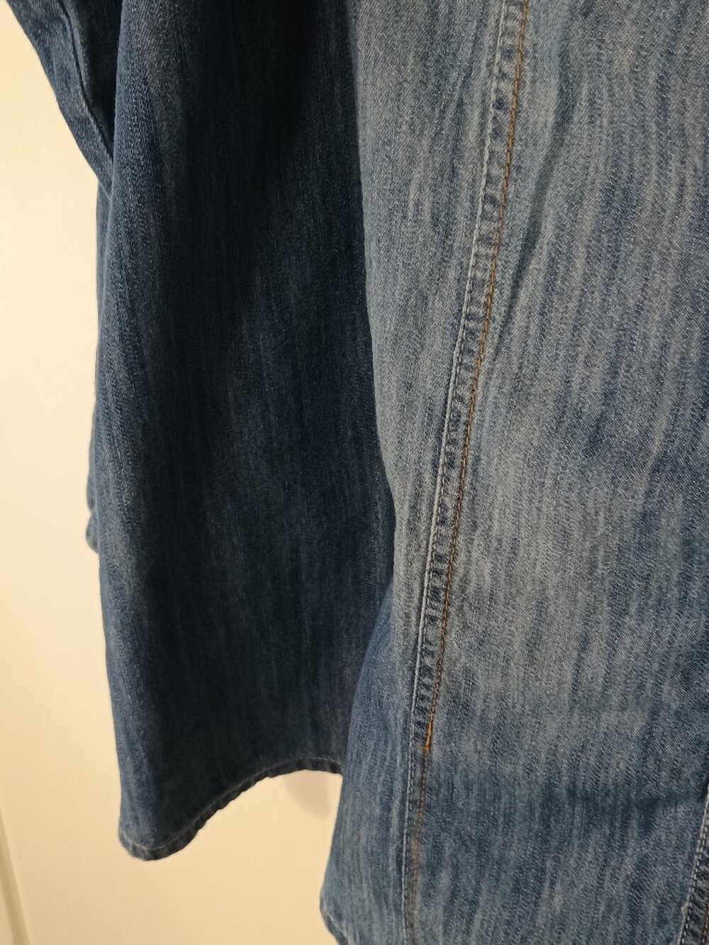 Simply Be Chambray Denim Button Front Western Shirt Plus Size Roll Tab Sleeve - Picture 6 of 13